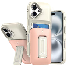 For iPhone 16 6.1inch Case Card Holder with Kickstand and Strap + Tempered Glass