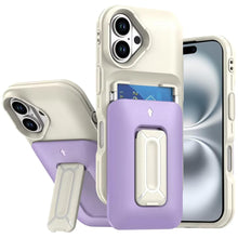 For iPhone 16 6.1inch Case Card Holder with Kickstand and Strap + Tempered Glass