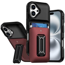 For iPhone 16 6.1inch Case Card Holder with Kickstand and Strap + Tempered Glass