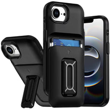 For iPhone 16e Case Card Holder Cover with Kickstand and Strap + Tempered Glass