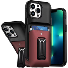 For iPhone 13 Pro Max Case Thick Card Holder Cover with Kickstand and Hand Strap
