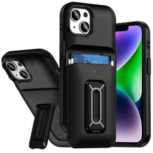 For iPhone 13/14 Case Card Holder with Kickstand and Strap + Tempered Glass