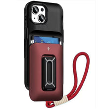 For iPhone 13/14 Case Card Holder with Kickstand and Strap + Tempered Glass