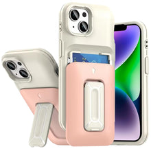 For iPhone 13/14 Case Card Holder with Kickstand and Strap + Tempered Glass