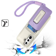 For Samsung S25 FE Case Card Holder with Kickstand and Strap + Tempered Glass