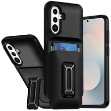 For Samsung S25 FE Case Card Holder with Kickstand and Strap + Tempered Glass