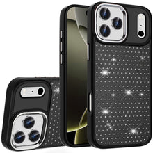 For iPhone 17 Pro Max Case Bling Faux Crystals Chrome Plated + Tempered Glass