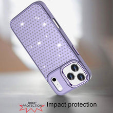 For iPhone 17 Pro Max Case Bling Faux Crystals Chrome Plated + Tempered Glass