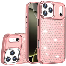 For iPhone 17 Pro Max Case Bling Faux Crystals Chrome Plated + Tempered Glass
