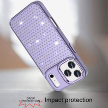 For iPhone 17 PRO Case Bling Faux Crystals Chrome Plated Cover + Tempered Glass