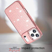 For iPhone 17 PRO Case Bling Faux Crystals Chrome Plated Cover + Tempered Glass