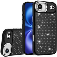 For iPhone Air Case Bling Faux Crystals Chrome Plated Cover + Tempered Glass