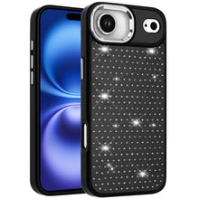 For iPhone Air Case Bling Faux Crystals Chrome Plated Cover + Tempered Glass
