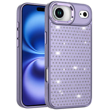For iPhone Air Case Bling Faux Crystals Chrome Plated Cover + Tempered Glass