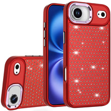 For iPhone Air Case Bling Faux Crystals Chrome Plated Cover + Tempered Glass