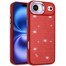 For iPhone Air Case Bling Faux Crystals Chrome Plated Cover + Tempered Glass