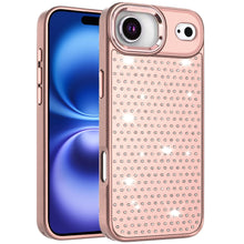 For iPhone Air Case Bling Faux Crystals Chrome Plated Cover + Tempered Glass
