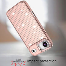 For iPhone Air Case Bling Faux Crystals Chrome Plated Cover + Tempered Glass