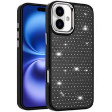 For iPhone 17 Case Bling Faux Crystals on Chrome Plated Cover + Tempered Glass