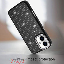 For iPhone 17 Case Bling Faux Crystals on Chrome Plated Cover + Tempered Glass