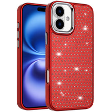 For iPhone 17 Case Bling Faux Crystals on Chrome Plated Cover + Tempered Glass