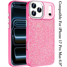 For iPhone 17 Pro Max Case Full Crystal Bling Metallic Buttons + Tempered Glass