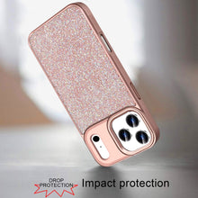 For iPhone 17 PRO Case Full Crystal Bling with Metallic Buttons + Tempered Glass