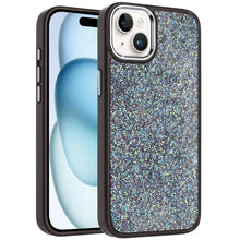 For iPhone 15 Case Full Shimmer Crystal Bling Metallic Buttons +2 Tempered Glass