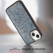 For iPhone 15 Case Full Shimmer Crystal Bling Metallic Buttons +2 Tempered Glass