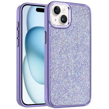 For iPhone 15 Case Full Shimmer Crystal Bling Metallic Buttons +2 Tempered Glass