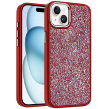 For iPhone 15 Case Full Shimmer Crystal Bling Metallic Buttons +2 Tempered Glass