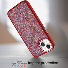 For iPhone 15 Case Full Shimmer Crystal Bling Metallic Buttons +2 Tempered Glass
