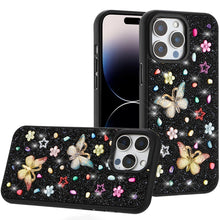 For iPhone 14 PRO MAX 6.7 in. Case Butterfly 3D Jewel Glitter Bling Phone Cover