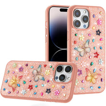 For iPhone 14 PRO MAX 6.7 in. Case Butterfly 3D Jewel Glitter Bling Phone Cover