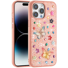 For iPhone 14 PRO MAX 6.7 in. Case Butterfly 3D Jewel Glitter Bling Phone Cover