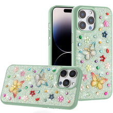 For iPhone 14 PRO MAX 6.7 in. Case Butterfly 3D Jewel Glitter Bling Phone Cover