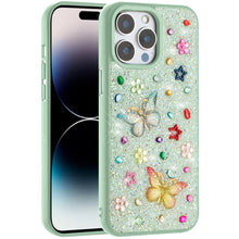 For iPhone 14 PRO MAX 6.7 in. Case Butterfly 3D Jewel Glitter Bling Phone Cover