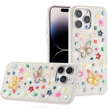 For iPhone 14 PRO MAX 6.7 in. Case Butterfly 3D Jewel Glitter Bling Phone Cover