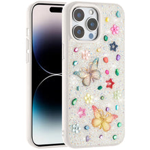 For iPhone 14 PRO MAX 6.7 in. Case Butterfly 3D Jewel Glitter Bling Phone Cover