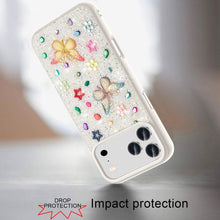For iPhone 17 PRO Case Butterfly 3D Jewel Glitter Bling Cover + Tempered Glass