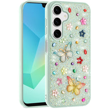 For Samsung A16 5G Case Butterfly 3D Jewel Glitter Bling Cover +Tempered Glass