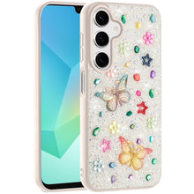 For Samsung A16 5G Case Butterfly 3D Jewel Glitter Bling Cover +Tempered Glass