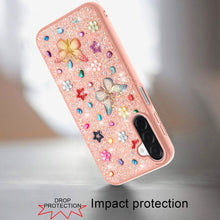 For Samsung A17 5G Case Butterfly 3D Jewel Glitter Bling Cover + Tempered Glass