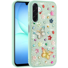 For Samsung A17 5G Case Butterfly 3D Jewel Glitter Bling Cover + Tempered Glass