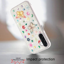 For Samsung A17 5G Case Butterfly 3D Jewel Glitter Bling Cover + Tempered Glass