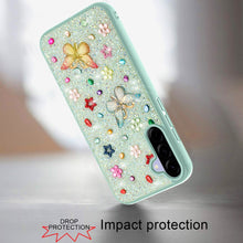 For Samsung A36 Case Butterfly 3D Jewel Glitter Bling Cover + Tempered Glass