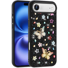 For iPhone Air Case Butterfly 3D Jewel Glitter Bling Phone Cover +Tempered Glass
