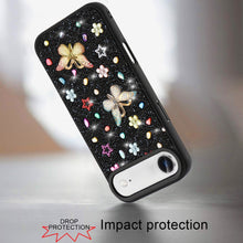 For iPhone Air Case Butterfly 3D Jewel Glitter Bling Phone Cover +Tempered Glass