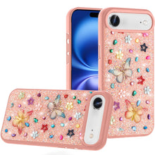 For iPhone Air Case Butterfly 3D Jewel Glitter Bling Phone Cover +Tempered Glass