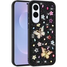 For Samsung S25 Edge Case Butterfly 3D Jewel Glitter Bling Cover +Tempered Glass
